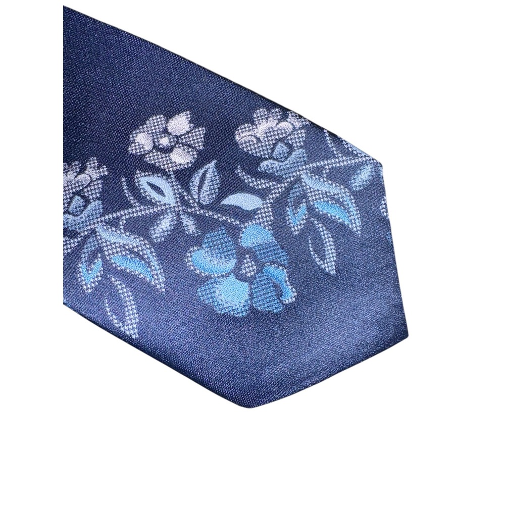 Vintage Bernhardt's Navy Blue Floral Necktie 57" x‎ 4" Men's Classic Pattern Tie